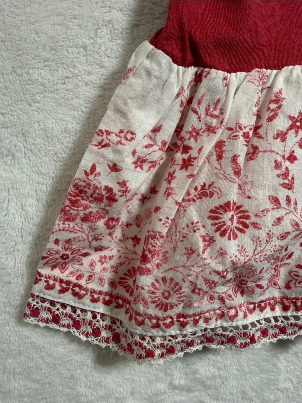 Adorable Ralph Lauren Red Tank Dress with White & Red Sweet Floral Ruffle
